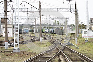 Railway track, steel rails. Transport system