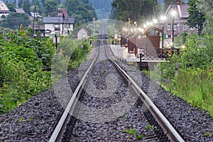 Railway track by the wooden platform