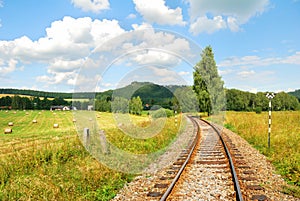 Railway tracks in a beautiful countryside