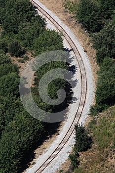 Railway tracks bend