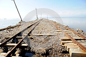 Railway tracks in Caka Salt Lake