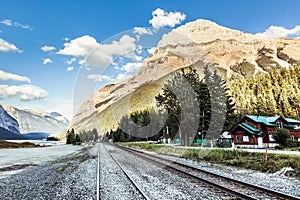 Railway tracks in Canadian Rockies