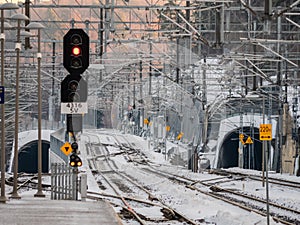 Railway tracks and catenary in Norway