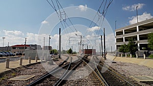 Railway tracks in the city center of Dallas