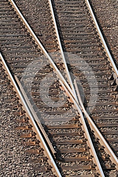 Railway tracks with crossing