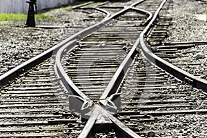 Railway tracks crossing each other to go in different directions