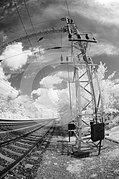 Railway tracks and electric gantry