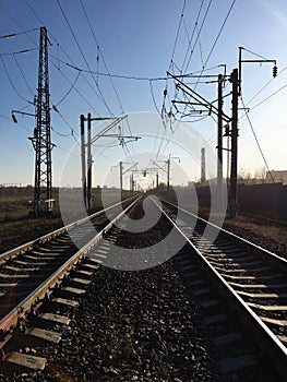 Railway tracks and electric transmission lines