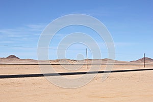 Railway tracks highway desert landscapes, Namibia