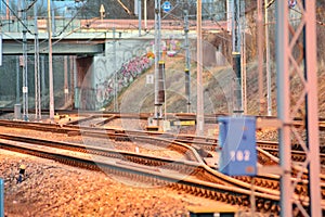 Railway tracks on long exposure at night