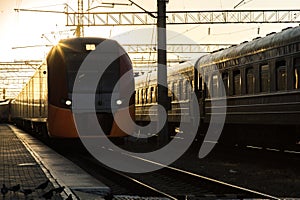 Railway Tracks a Major Train Station at Sunrise