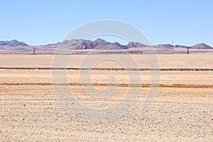 Railway tracks purple mountains landscapes, Namibia