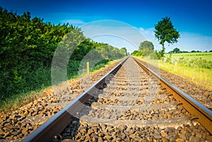 Railway tracks running to the horizon