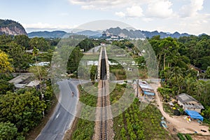 Railway tracks in a rural scene