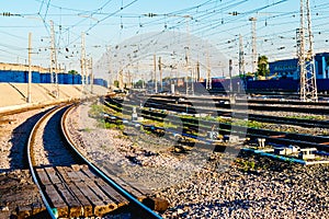 Railway tracks in summer on a Sunny day