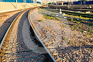 Railway tracks in summer on a Sunny day