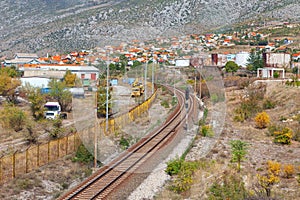 Railway tracks in village of Bosnia and Herzegovina
