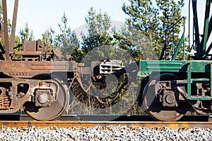 Railway train cars. automatic coupling photo