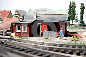 Railway train station model