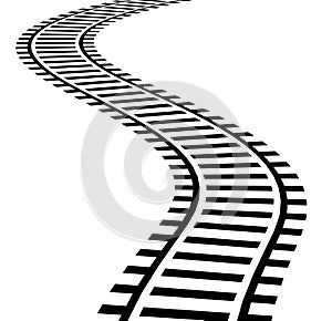 Railway train track vector route. Rail pattern curve railroad path icon.