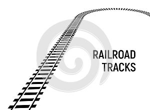 Railway train track vector route. Rail pattern curve railroad path icon.