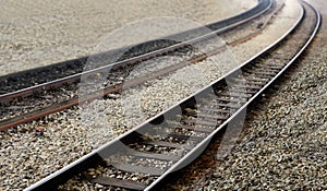 Railway train tracks perspective view