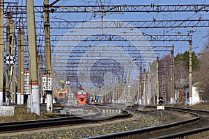 Railway trains at the station of the Trans-Siberian Railway