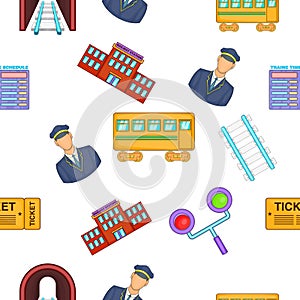 Railway transport pattern, cartoon style