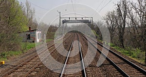 Railway travel rear view