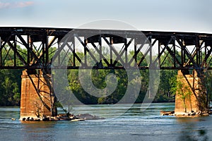 A railway trestle over the Catawba river.