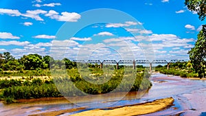 Railway Truss Bridge over the Sabie River at Skukuza Rest Camp in Kruger National Park