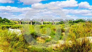 Railway Truss Bridge over the Sabie River at Skukuza Rest Camp in Kruger National Park