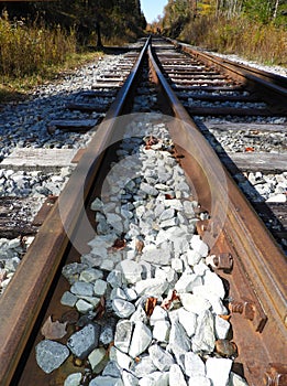 Railway turnout and switch rails in Adirondack Scenic Railraid
