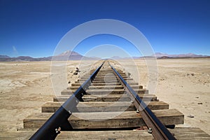 Railway through Uyuni Salt Flats, Bolivia