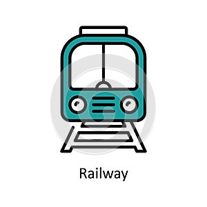 Railway Vector Fill outline Icon Design illustration. Travel and Hotel Symbol on White background EPS 10 File