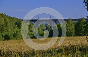 Railway viaduct at a stopping point 1418 kilometer of the Gorkovskaya railway