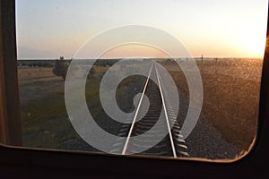 Railway from the window of the train while