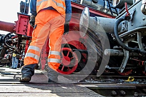 Railway worker in action