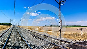 Railways in an infinite flat landscape in Castilla Spain