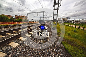 Railways of Moscow central diameters near the Shelepikha station, Moscow, Russia
