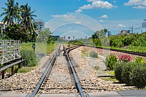 Railways and points switch rails.