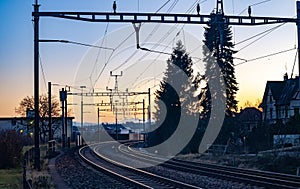 Railways and sunset sky