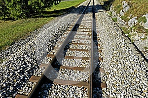 Railways tracks in a straight line