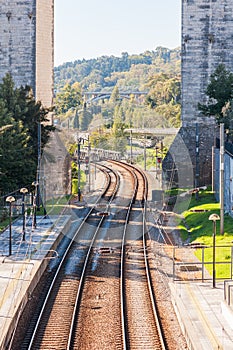 Railways under the Aqueduct of the Free Waters at the Campolide photo