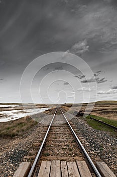 Railword perspective view in Canadian Prairies