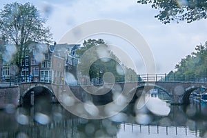 Rain on the Amsterdam Canal