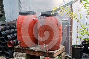 Rain barrels water conservation