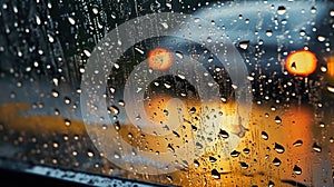 Rain on car front window. Generative Ai