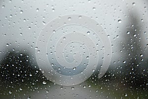 Rain on a car windshield