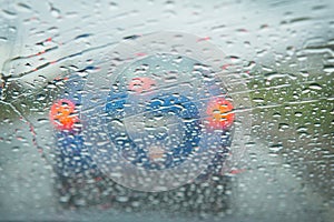 Rain on a car windshield